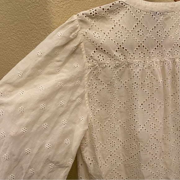 JOIE Women Ivory Eyelet Buttoned Long Sleeve Top Size Large - Picture 6 of 9